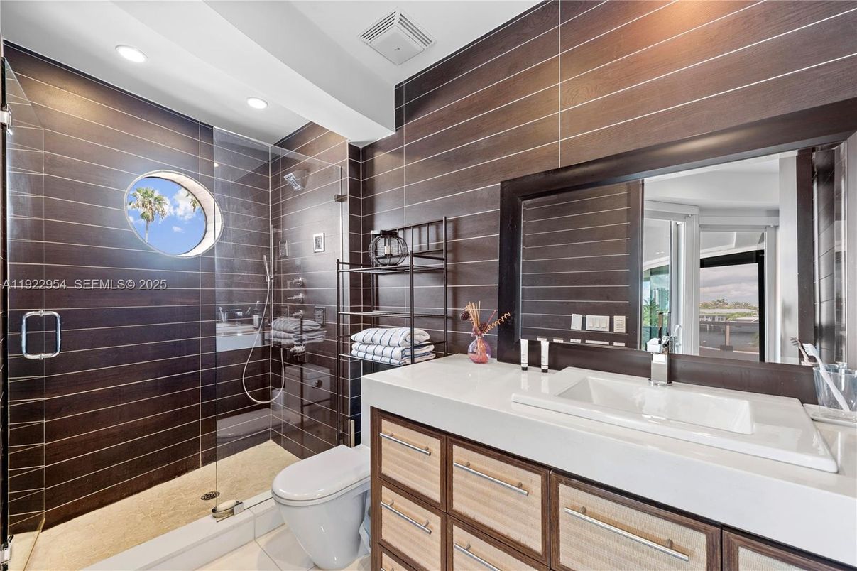 Bathroom, Glass Shower, Interior, Recessed Lighting