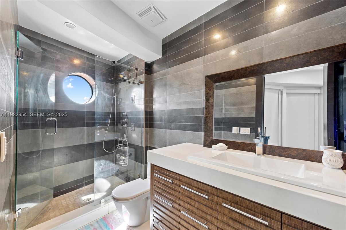 Bathroom, Glass Shower, Interior, Recessed Lighting