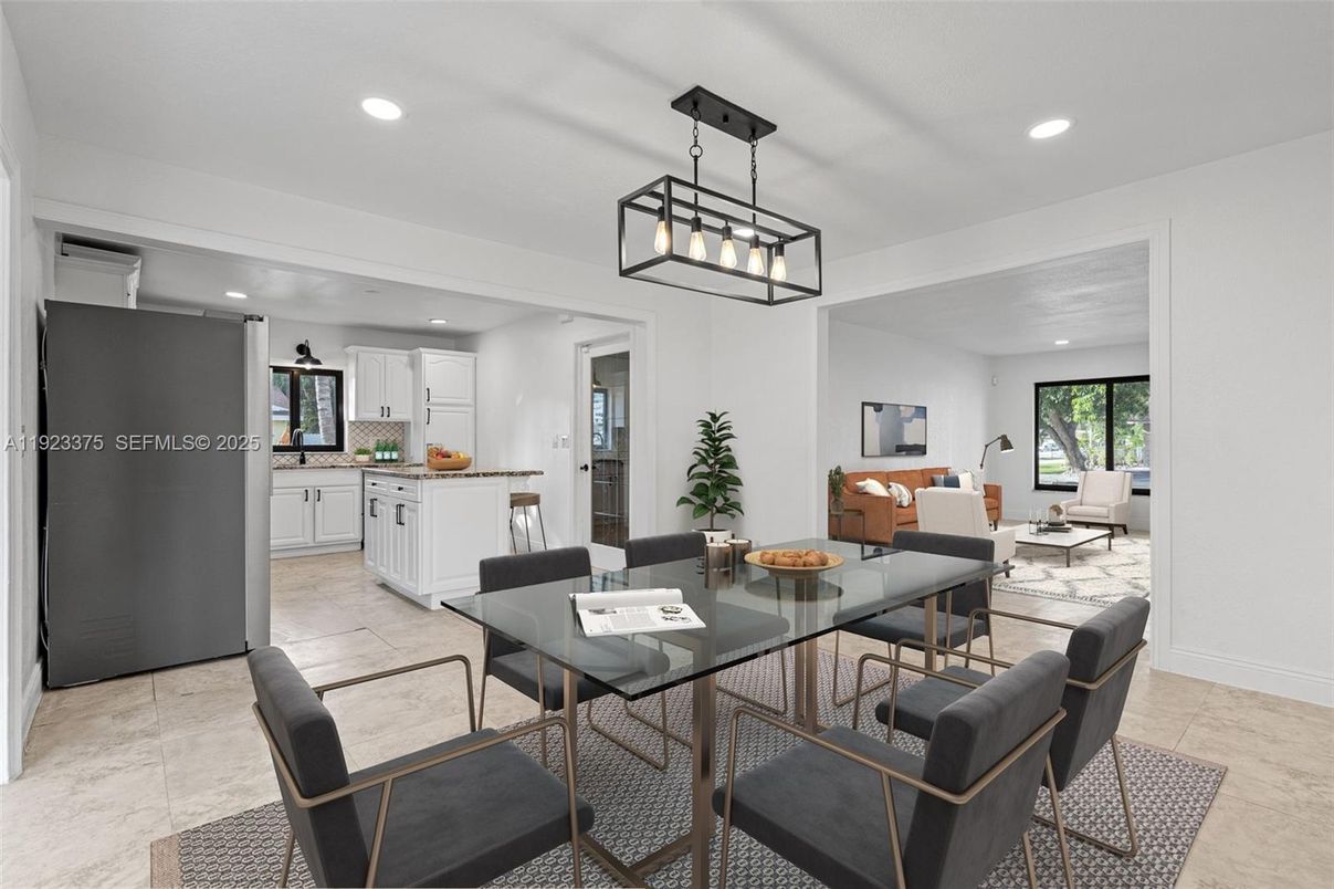 Dining room, Interior, Kitchen, Living room, Pendant Lights, Recessed Lighting