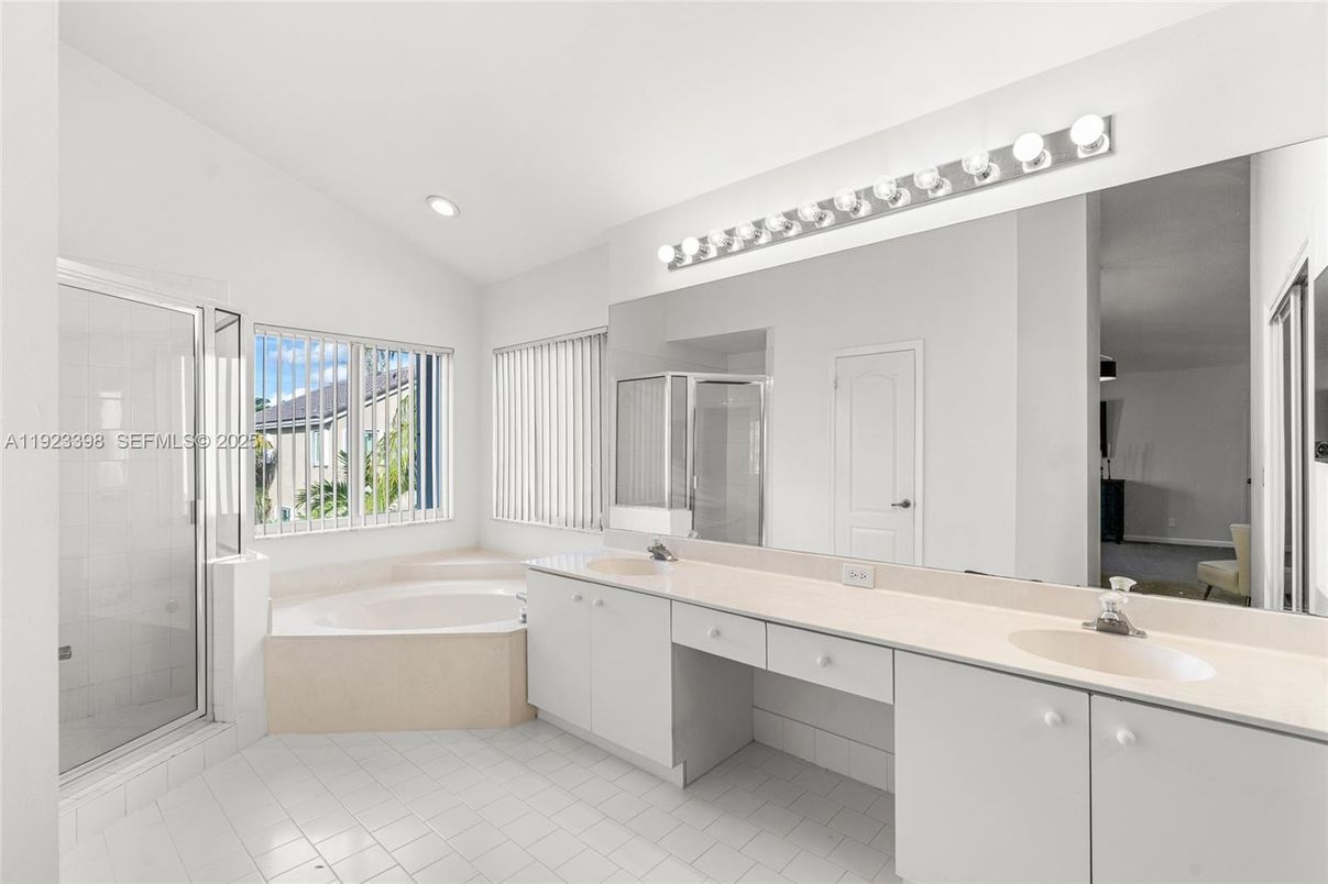 Bathroom, Dual Sink Vanities, Glass Shower, Interior, Recessed Lighting