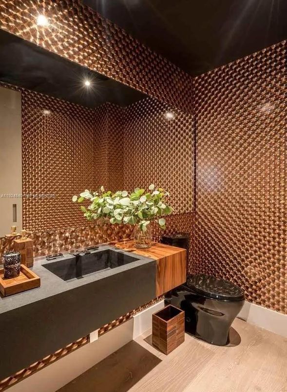 Bathroom, Interior, Recessed Lighting, Wood Texture Flooring