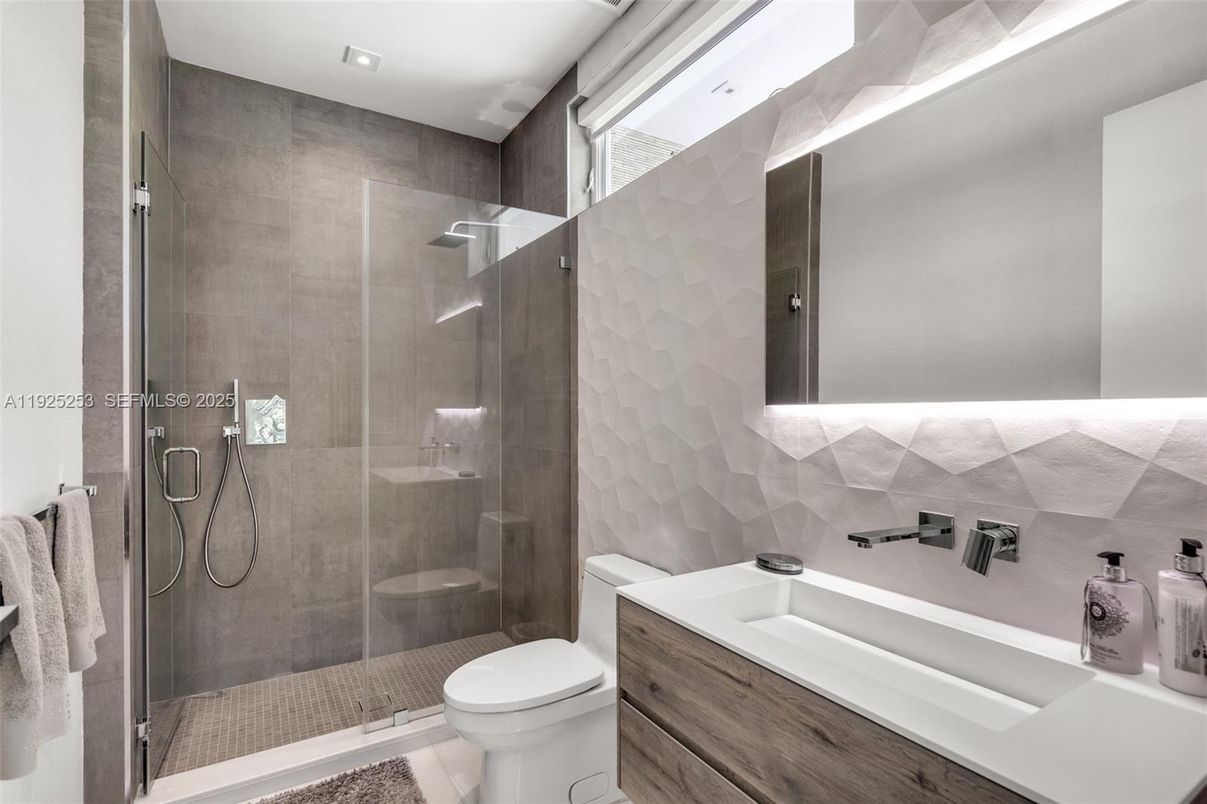 Bathroom, Glass Shower, Interior, Recessed Lighting