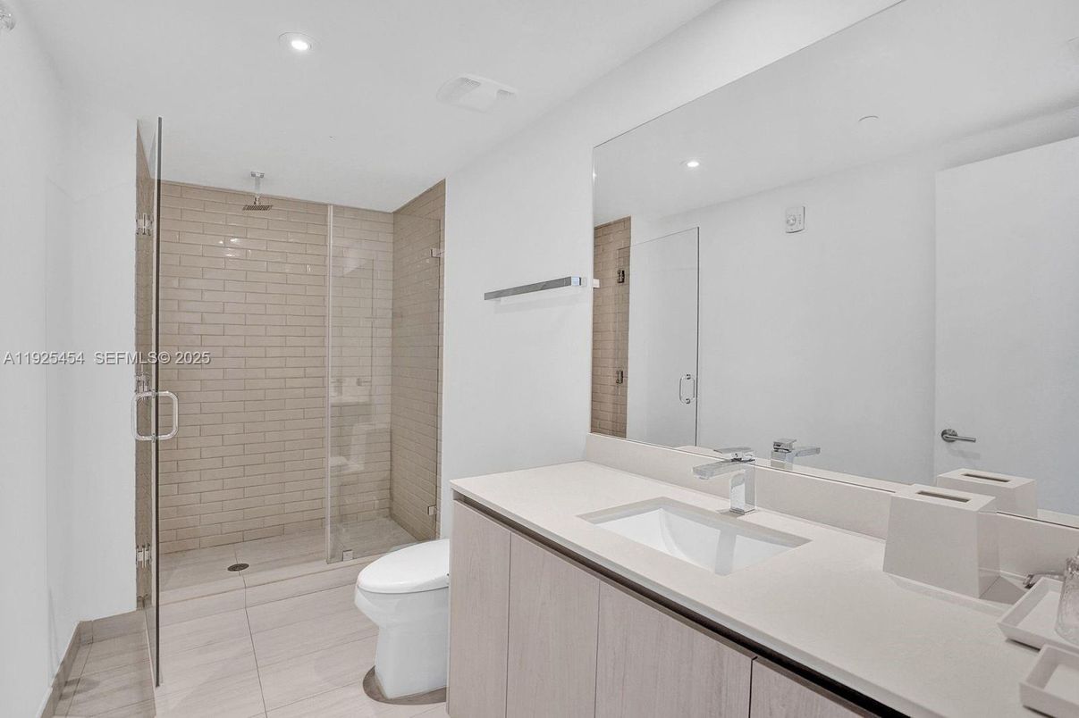 Bathroom, Glass Shower, Interior, Recessed Lighting