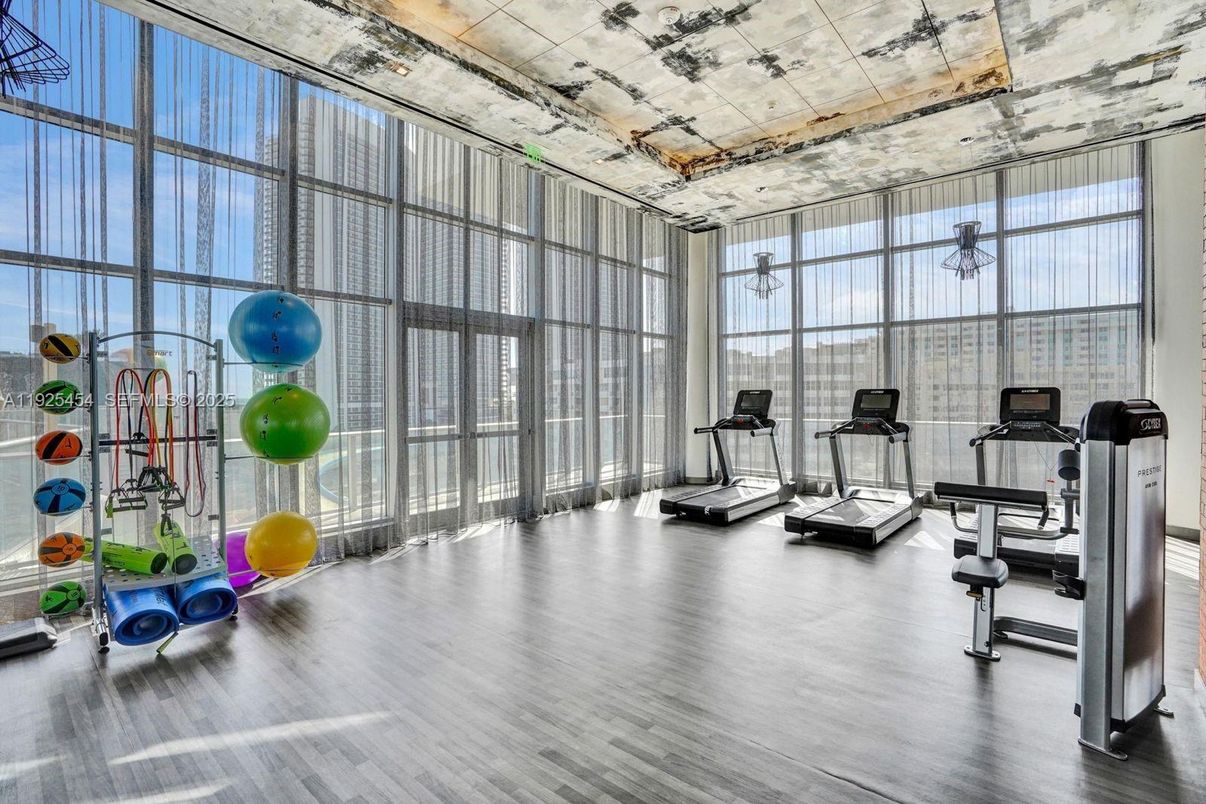 Fitness Equipment, Interior, Wood Texture Flooring
