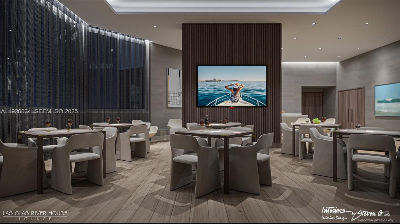 Dining room, Interior, Projection Screen, Recessed Lighting, Theatre Room, Wood Texture Flooring