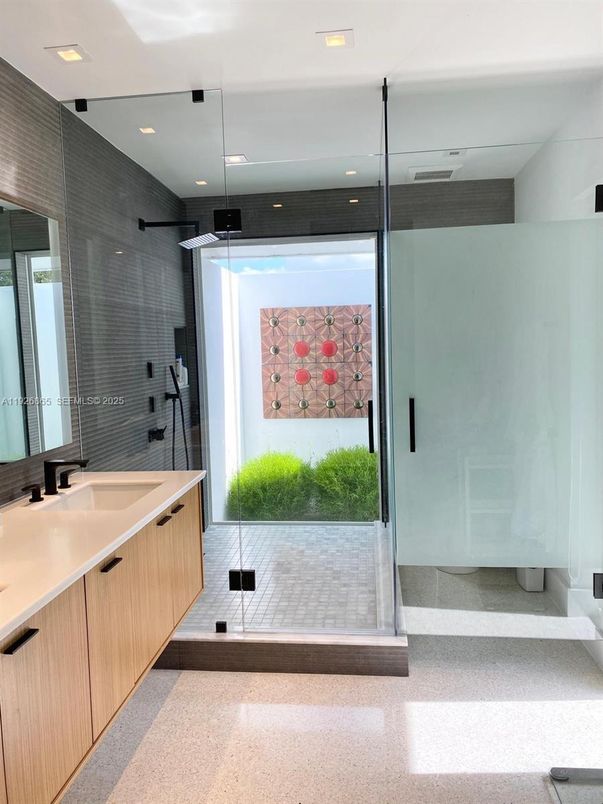 Bathroom, Glass Shower, Interior, Recessed Lighting