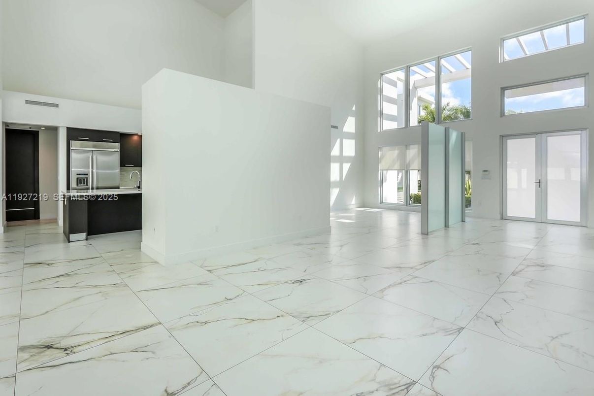 Empty room, Interior, Kitchen, Marble, Stainless Steel Appliances