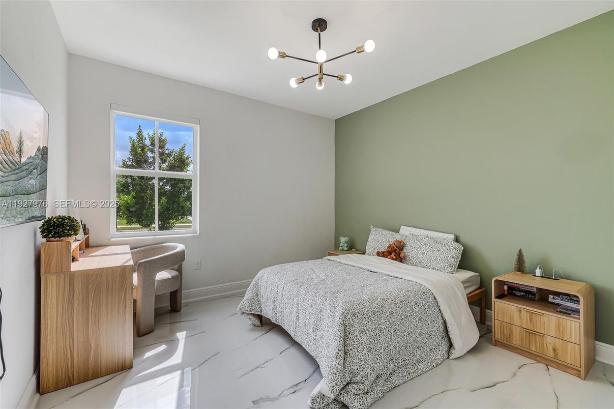 Bedroom, Interior, Marble, Pendant Lights