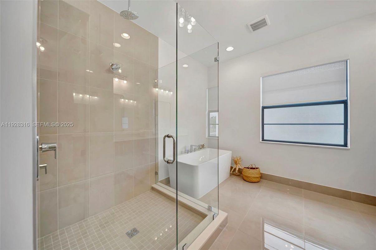 Bathroom, Glass Shower, Interior, Recessed Lighting
