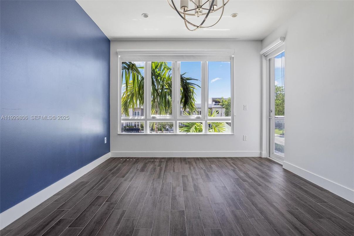 Chandelier, Empty room, Interior, Recessed Lighting, Wood Texture Flooring