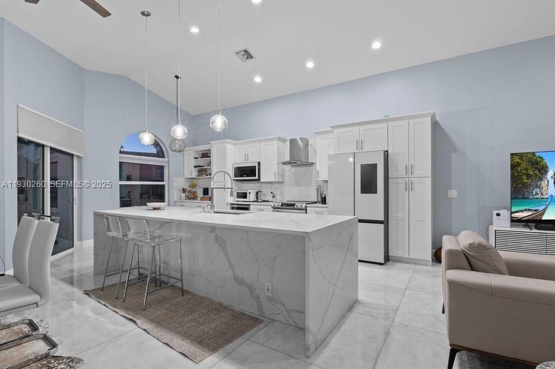 Interior, Kitchen, Pendant Lights, Recessed Lighting, Stainless Steel Appliances