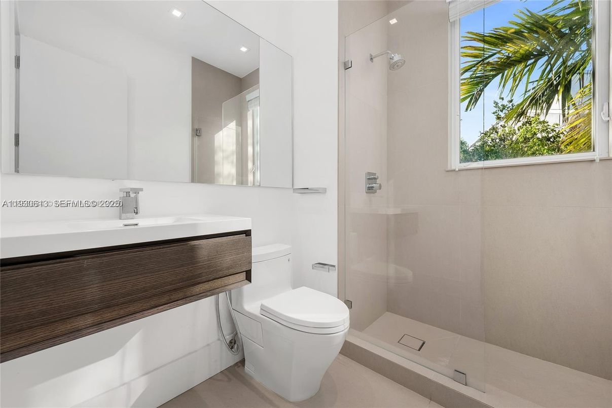 Bathroom, Glass Shower, Interior, Recessed Lighting