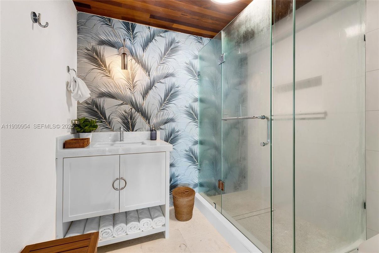 Bathroom, Glass Shower, Interior, Recessed Lighting