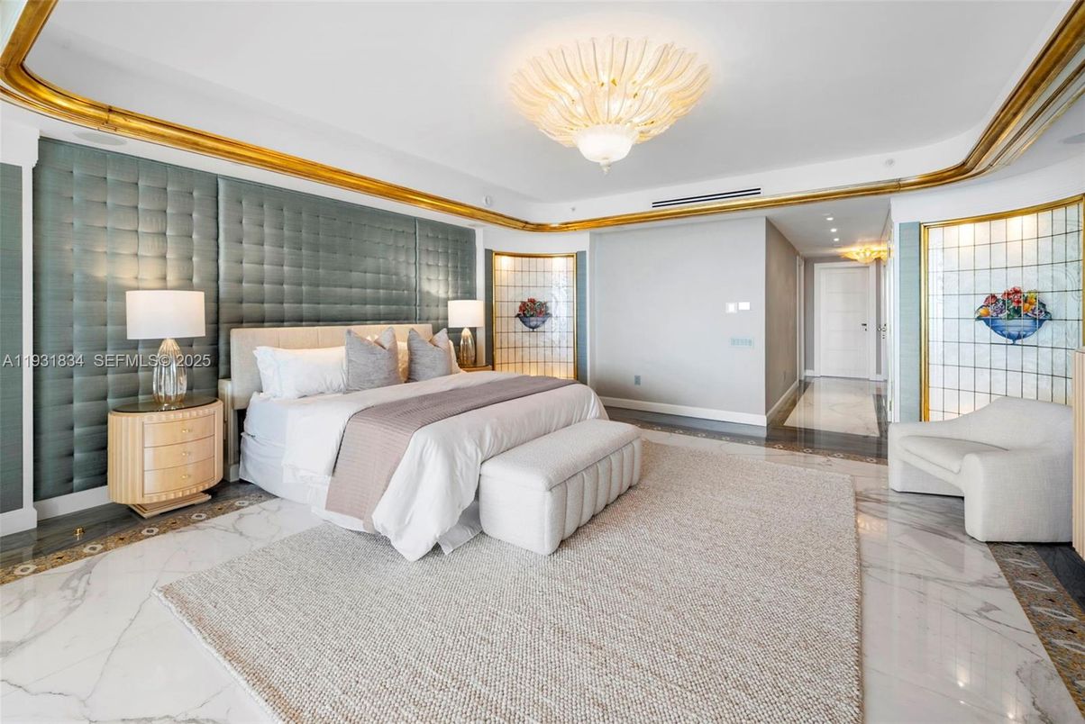 Bedroom, Chandelier, Interior, Marble, Recessed Lighting