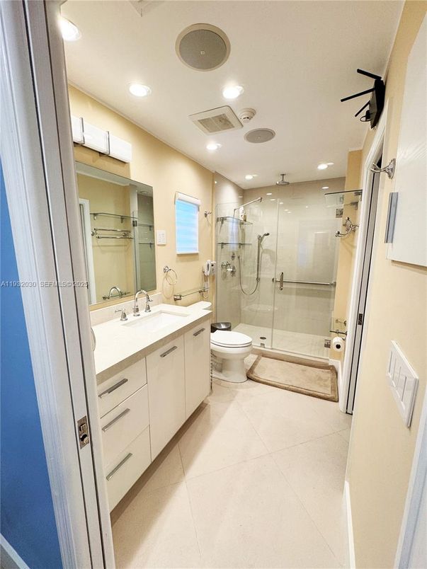 Bathroom, Dual Sink Vanities, Glass Shower, Interior, Recessed Lighting
