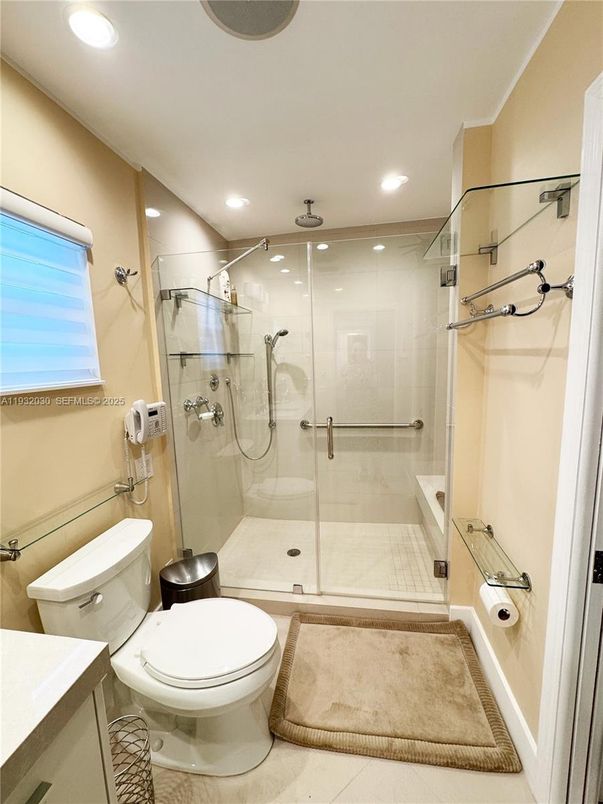 Bathroom, Glass Shower, Interior, Recessed Lighting