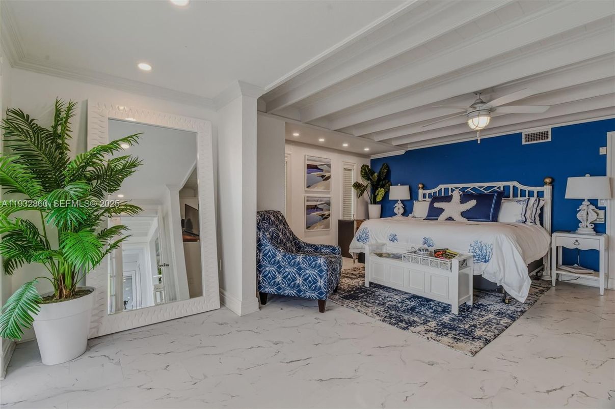 Bedroom, Interior, Marble, Recessed Lighting