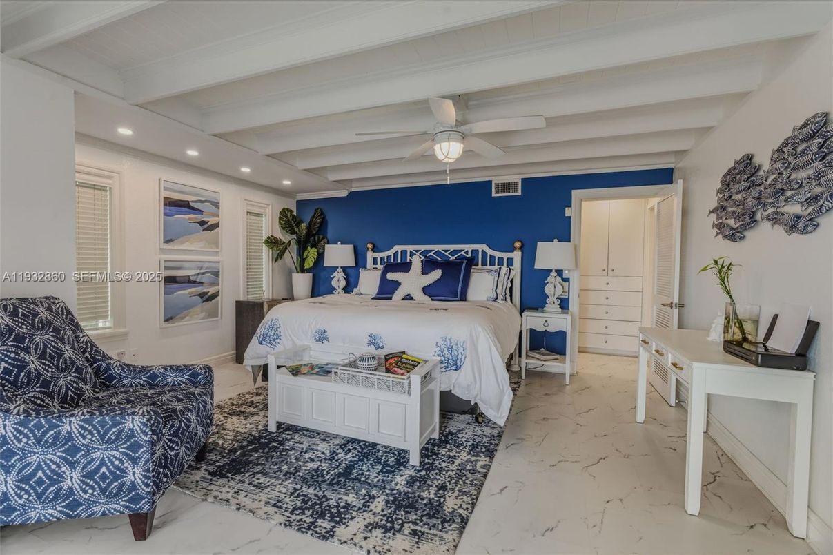 Bedroom, Interior, Marble, Recessed Lighting