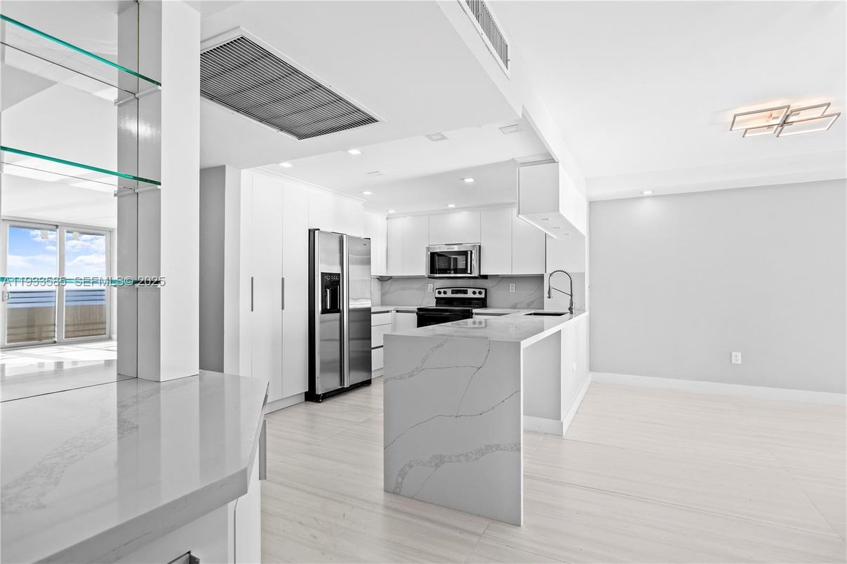 Interior, Kitchen, Recessed Lighting, Stainless Steel Appliances, Water
