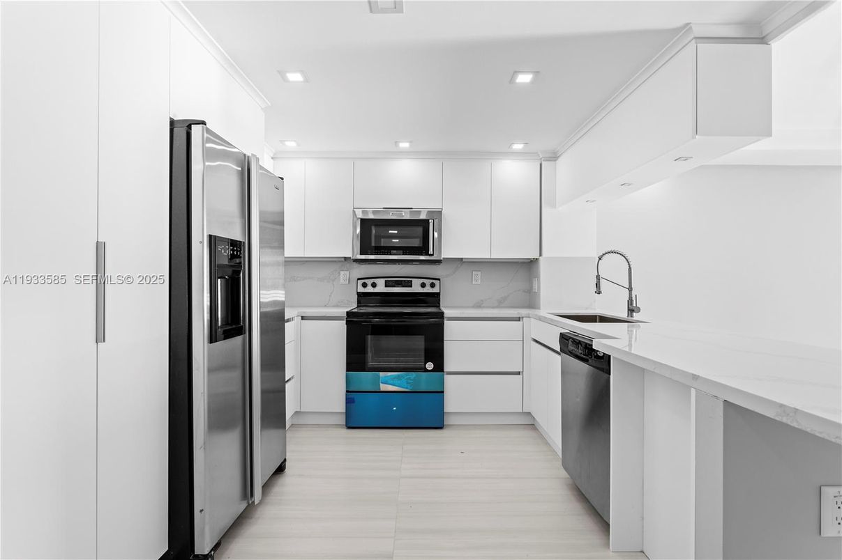 Interior, Kitchen, Recessed Lighting, Stainless Steel Appliances