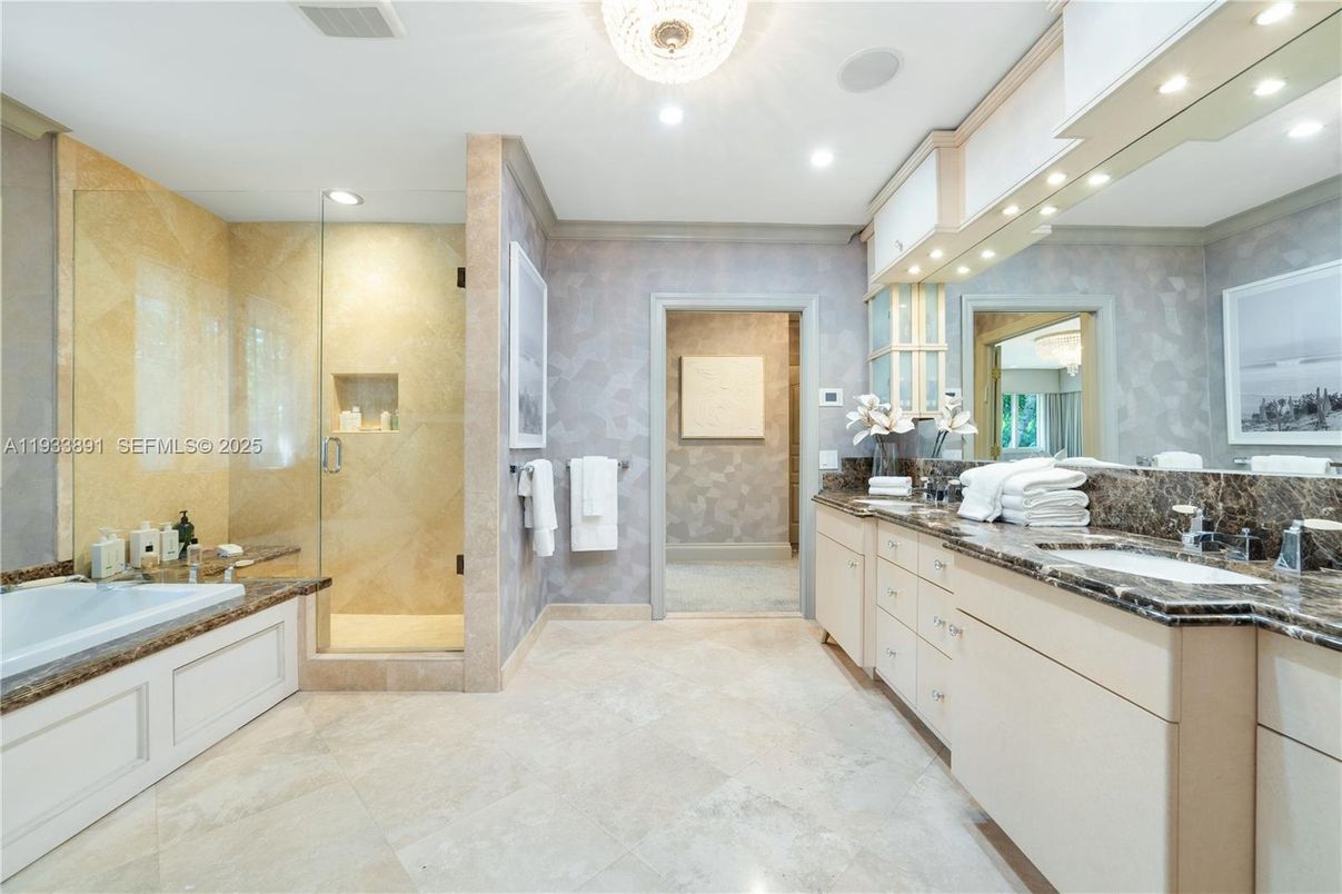 Bathroom, Dual Sink Vanities, Glass Shower, Interior, Recessed Lighting