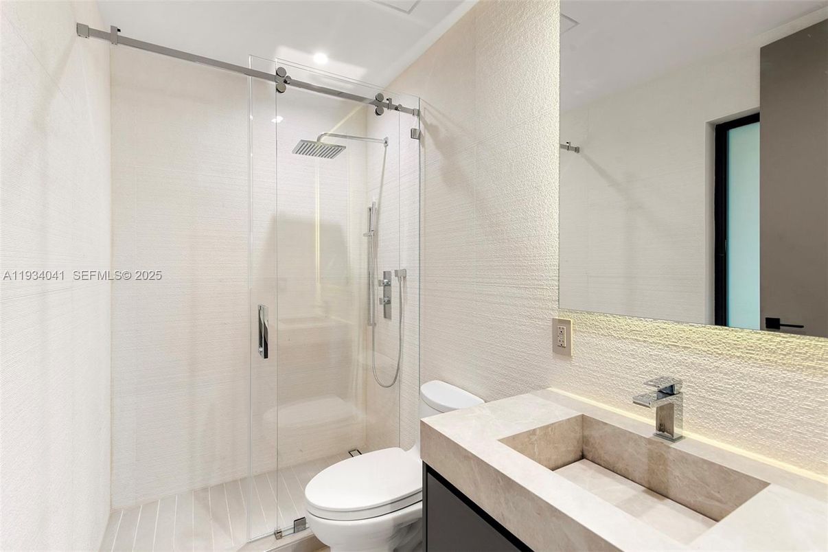 Bathroom, Glass Shower, Interior, Recessed Lighting