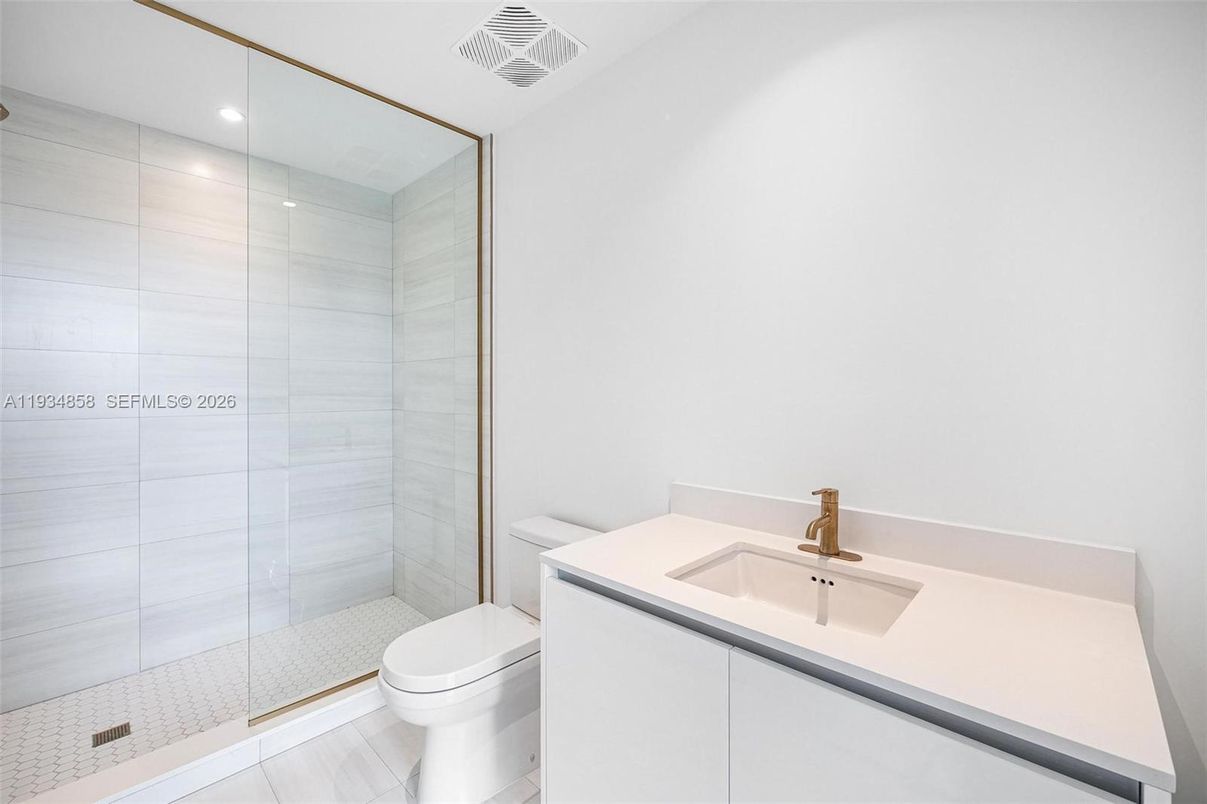 Bathroom, Glass Shower, Interior, Recessed Lighting