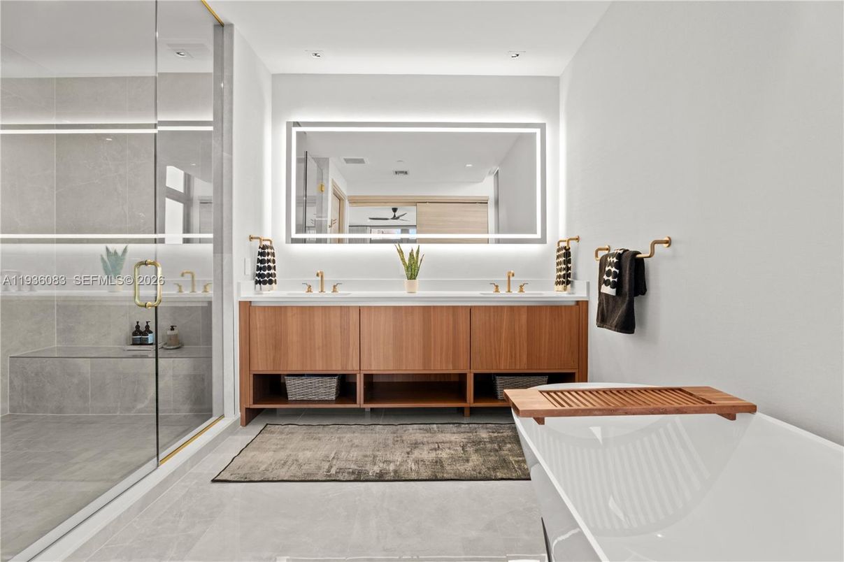 Bathroom, Dual Sink Vanities, Glass Shower, Interior, Recessed Lighting