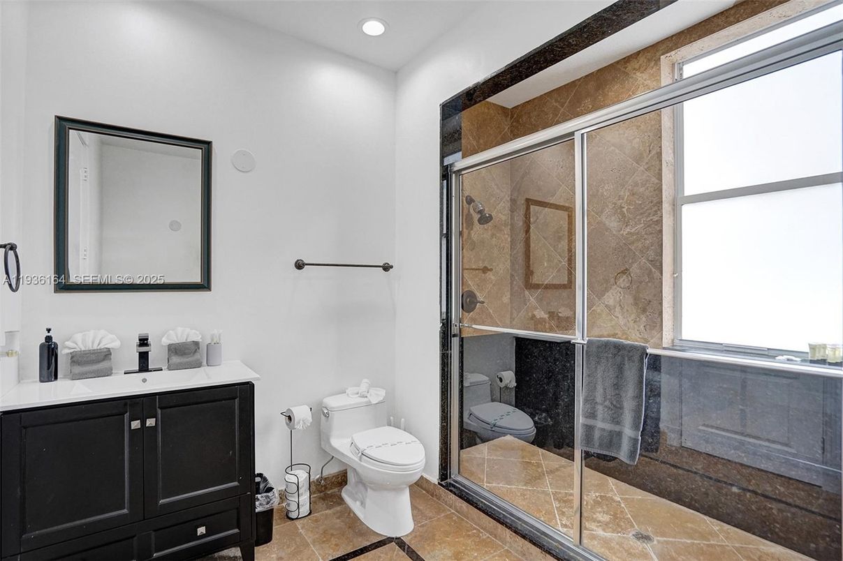 Bathroom, Glass Shower, Interior, Recessed Lighting