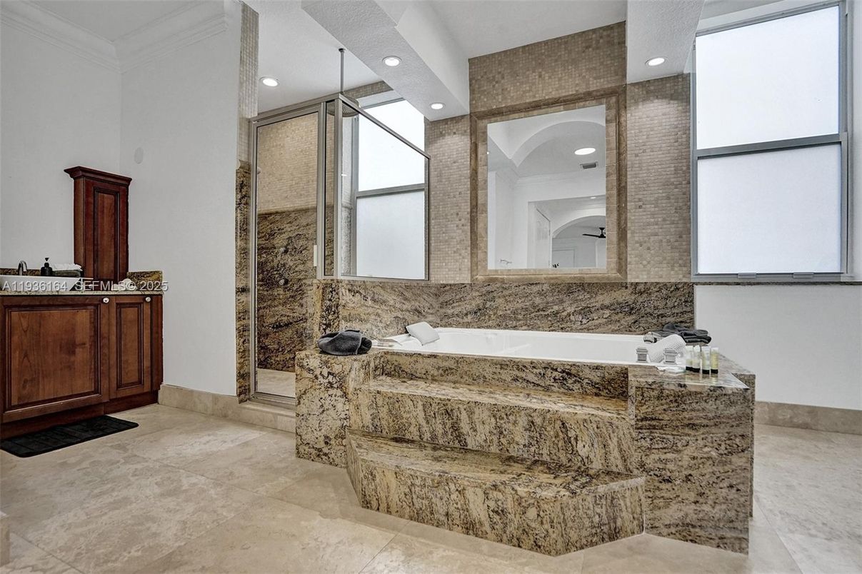 Bathroom, Glass Shower, Interior, Recessed Lighting