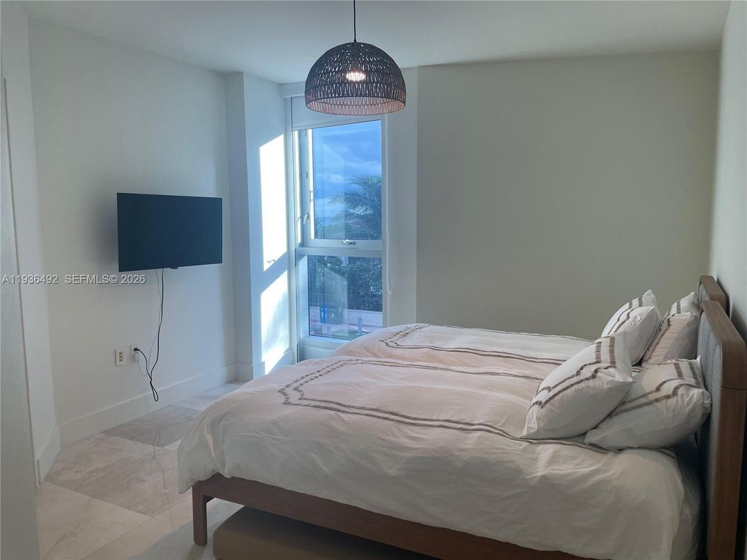 Bedroom, Interior, Marble, Pendant Lights