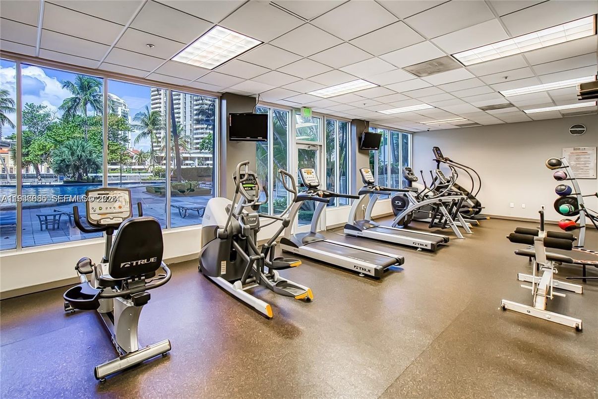 Fitness Equipment, Gym, Interior, Recessed Lighting