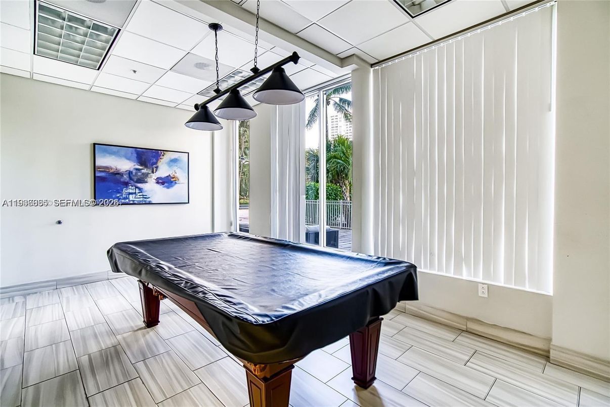 Billiard Table, Game Room, Interior, Pendant Lights