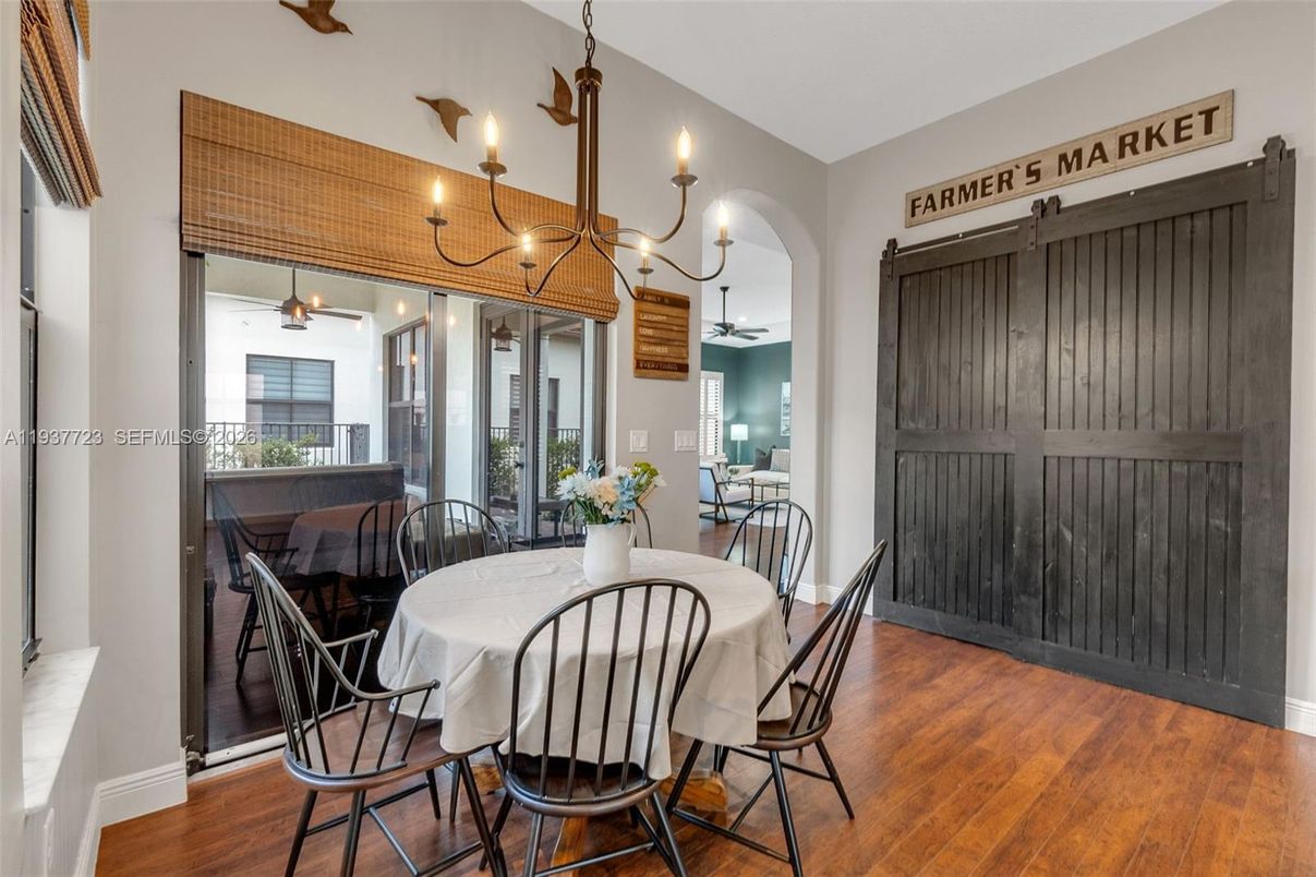 Chandelier, Dining room, Interior, Wood Texture Flooring