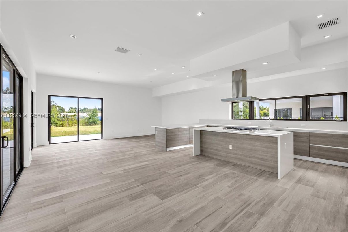 Interior, Kitchen, Recessed Lighting, Wood Texture Flooring