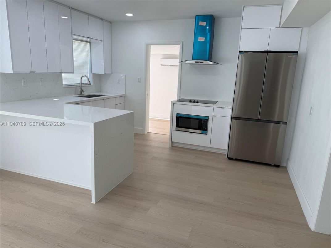 Interior, Kitchen, Recessed Lighting, Wood Texture Flooring