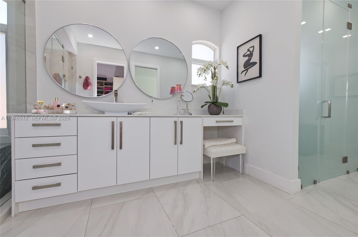 Bathroom, Glass Shower, Interior, Marble, Recessed Lighting