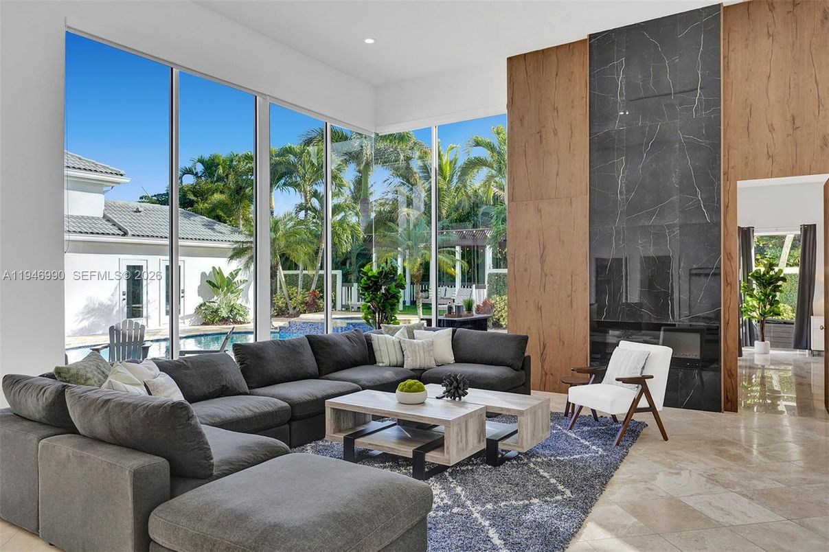 Interior, Living room, Marble Walls, Recessed Lighting