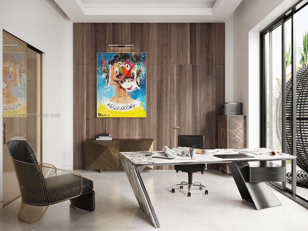 Home Office, Interior, Wooden Walls