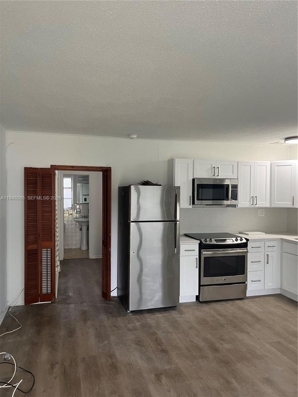 Interior, Kitchen, Stainless Steel Appliances, Wood Texture Flooring