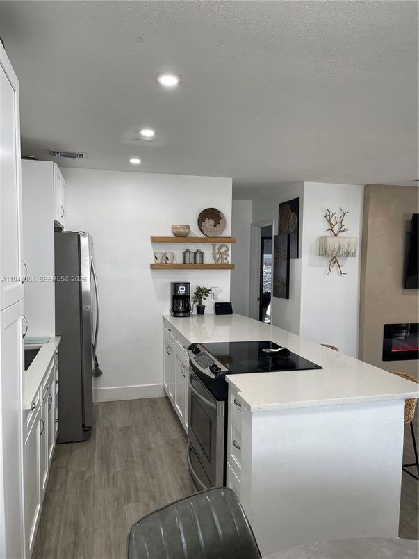 Interior, Kitchen, Recessed Lighting, Wood Texture Flooring