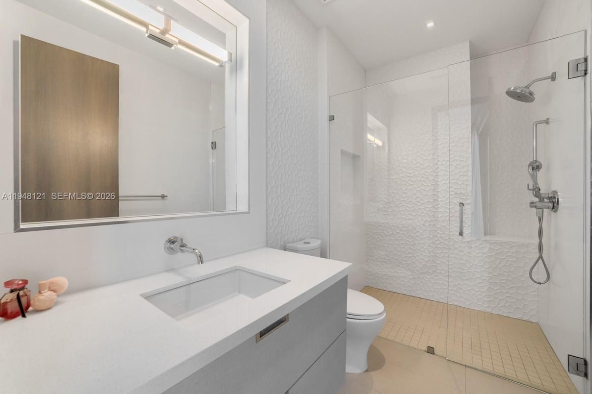 Bathroom, Glass Shower, Interior, Recessed Lighting