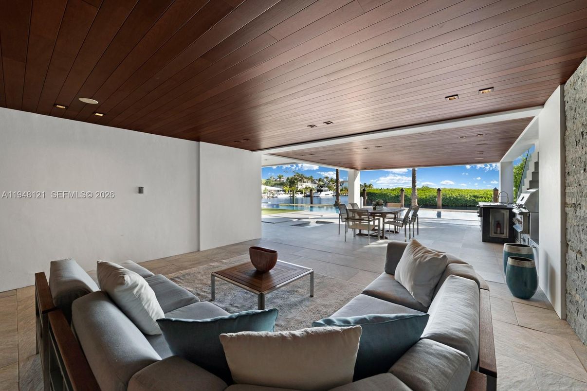 Exterior, Living room, Recessed Lighting, Water, Wooden Ceilings