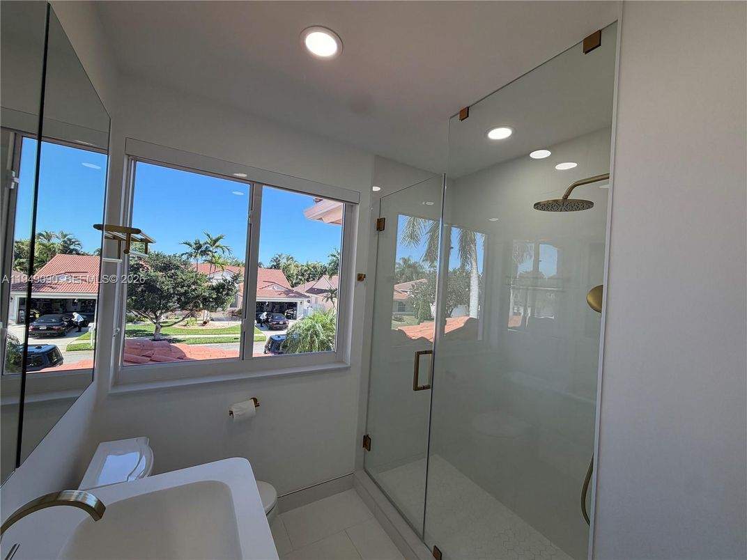 Bathroom, Glass Shower, Interior, Recessed Lighting