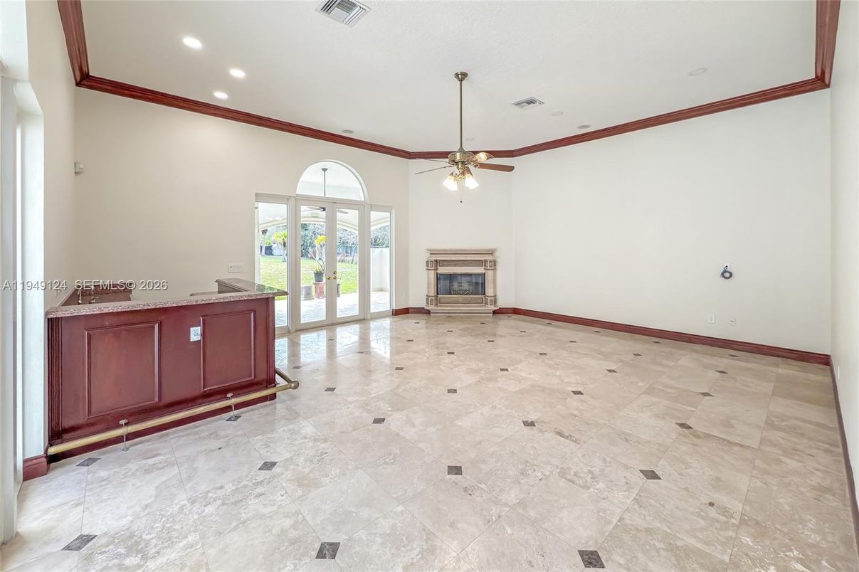 Empty room, Fireplace, Interior, Recessed Lighting