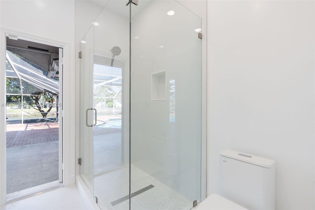 Bathroom, Glass Shower, Interior, Recessed Lighting
