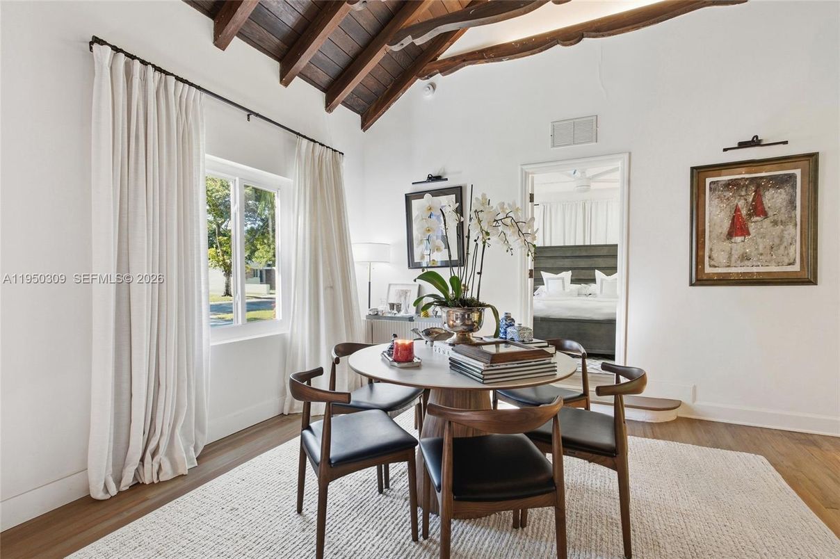 Bedroom, Dining room, Interior, Wooden Beams, Wooden Ceilings, Wood Texture Flooring