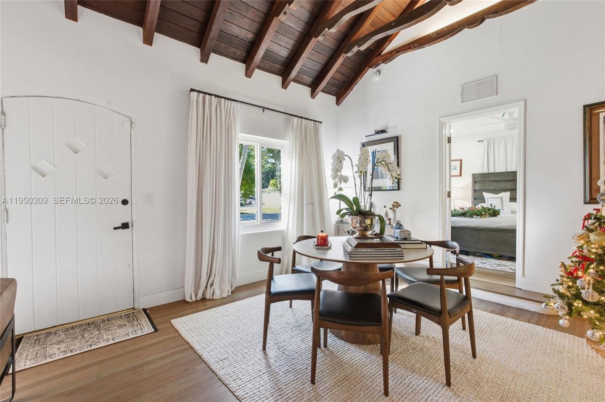 Bedroom, Dining room, Interior, Wooden Beams, Wooden Ceilings, Wood Texture Flooring