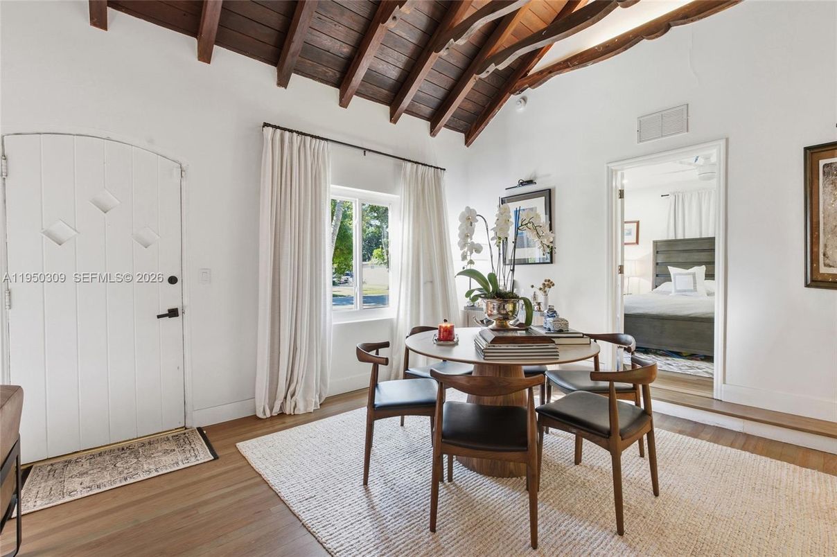 Bedroom, Dining room, Interior, Wooden Beams, Wooden Ceilings, Wood Texture Flooring