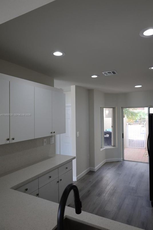 Interior, Kitchen, Recessed Lighting, Wood Texture Flooring